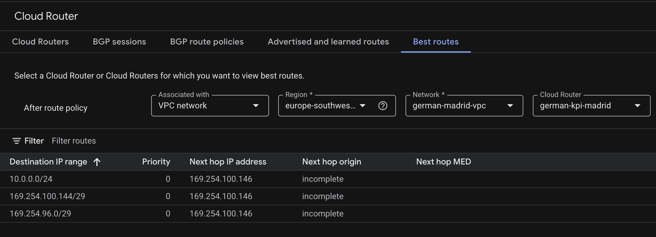 VLAN attachment details - Status Up en GCP