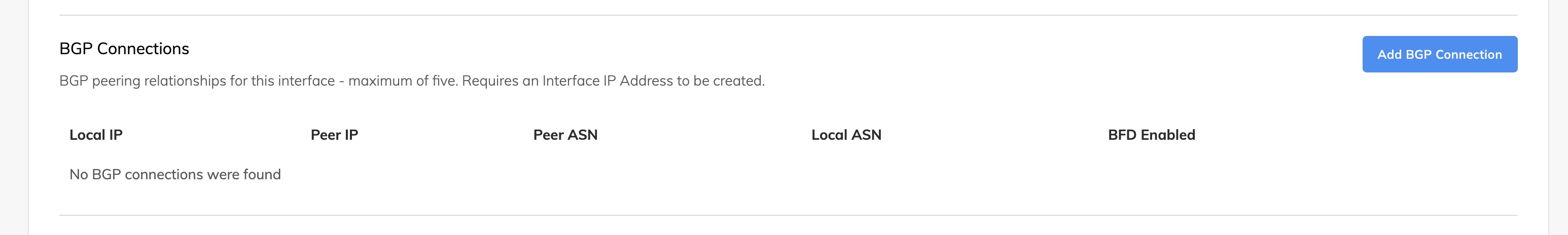 BGP Connections - Add BGP Connection