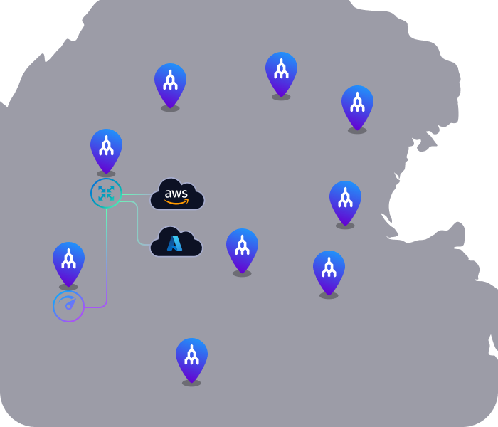 Cloud workloads linked privately on a map